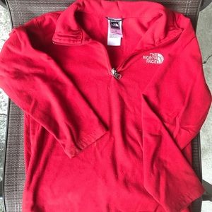 North face red sweater pull over